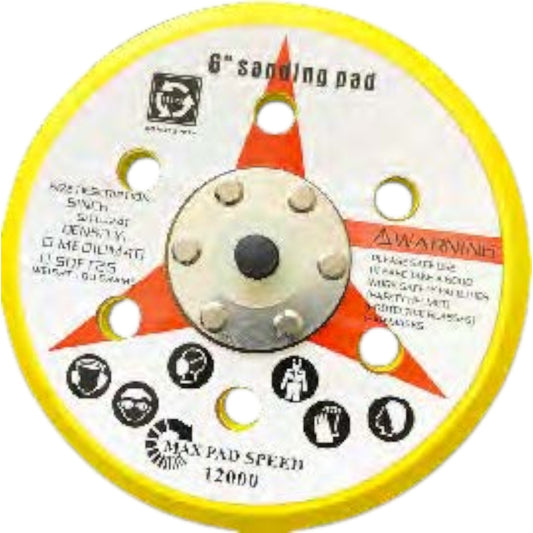 6 Delikli Orbital Zımpara Tabanı – 125mm / 150mm (Velcro/Cırtlı Bağlantı)