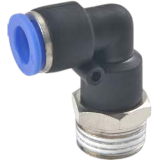 PL Serisi Erkek Dirsek – Hızlı Bağlantı Pnömatik Bağlantı Elemanı (1/8" – 1/2" Diş, 4mm – 12mm Hortum)